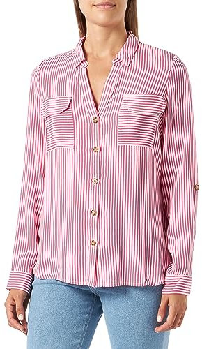 VERO MODA Camisa para Mujer VMBUMPY L/S New Noos, Fucsia Purple/Stripes:Snow White, S