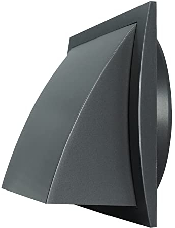Steinberg14 Anthrazit Wetterschutzgitter 150mm Abluft Zuluft-Haube mit Rückstauklappe, Wetterschutz