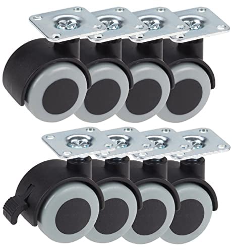 Dörner + Helmer 8er Set TPE Doppelrolle mit Rückenloch im Rollenmix, Tragkraft 30 kg/Rolle
