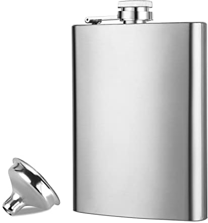 ASelected 8OZ Hip Flasks for Women Men with Funnel Stainless Steel Pocket Flask Whisky Flask Fit for Hiking Party and Barbecue