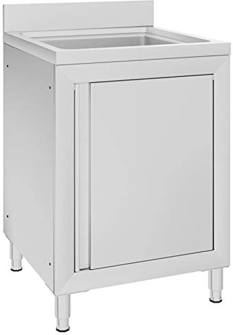 Fregadero de cocina profesional, JUNZAI Mueble Pila Lavadero, Pila Fregadero Cocina, Fregadero Sobre Encimera, Fregadero Baño Encimera, Picas De Cocina, acero inoxidable 60x60x96 cm