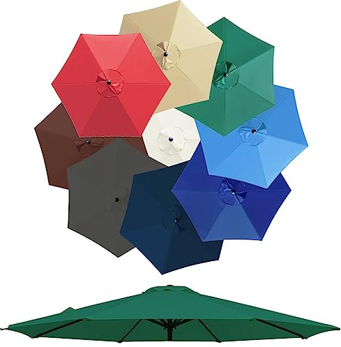 Auvent De Remplacement Pour Parasol De Terrasse De 3.0m, 6 Baleines/8 Baleines Toile De Parasol Déporté, Housse De Rechange Pour Parasol D'extérieur, Polyester Anti UV 50+(Couleur:vert,Taille:300cm 8-