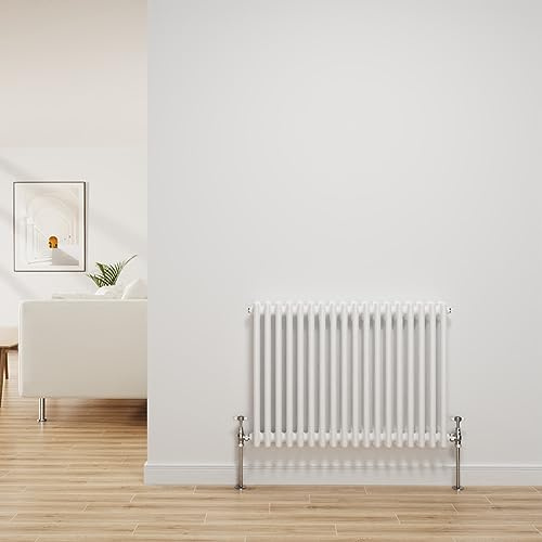 NRG Traditional Radiator Gloss White 3 Column Horizontal 600x832mm | Central Heating Bathroom Radiator, Wall Mounted, Column Radiator, Designer Radiator, Mild Steel, for Kitchen, Living Room