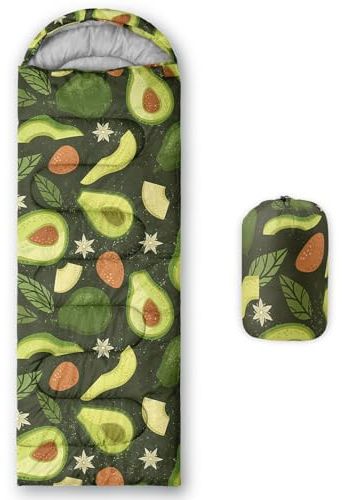 HOSIMA Avocado-Schlafsack, Kaltes Klima, für Erwachsene, Mädchen und Jungen, wasserdicht, für Herren, warm, Camping, Wandern, Outdoor, Reisen, Jagd, Kompressionssack (Avocado)