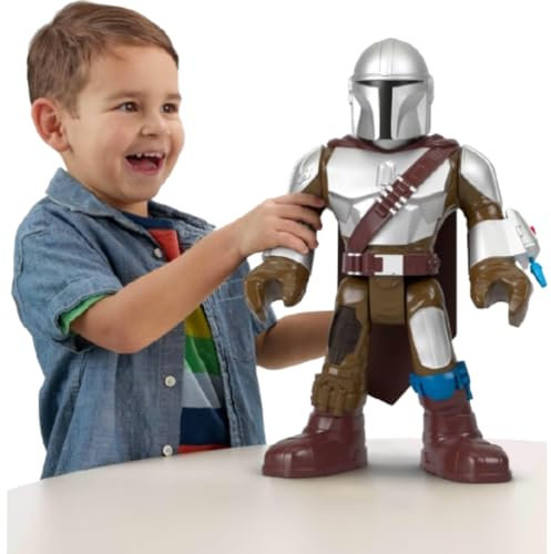 Fisher-Price Imaginext STAR WARS Spielzeug XXL The Mandalorian-Figur, ca. 42 cm große, bewegliche Figur mit Starter für Kinder ab 3 Jahren, HXT20