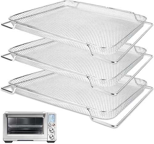 Cesta para freidora de aire Breville Smart Oven Air Fryer Pro, 3 cestas de malla de acero inoxidable, accesorios para freidora de aire, bandeja de malla para horno, horno microondas (para Breville: