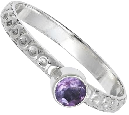 SILVERNROCK Amthyst Edelstein-Bandring für Herren und Damen alle Größen Geschenkartikel 925 Sterlingsilber-Ring handgefertigter Schmuck ERG-115F_66 (21.0)