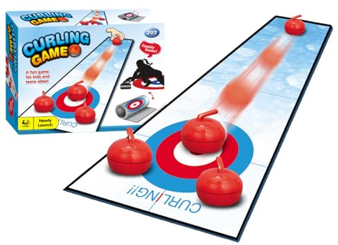 Shuffleboard Table, Tabletop Shuffleboard Bowling Curling Board Game, Tabletop Games, Mini Tabletop Games Family Sports Game for Adults, Kids Portable Easy Set Up (A)