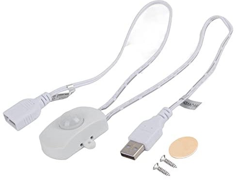 USB Motion Sensor Mini PIR Infrared Sensor Light USB Cable with Motion Sensor 120 Degrees Cone Angle 5-7m Sensing Distance, for Bathrooms Basements Warehouses