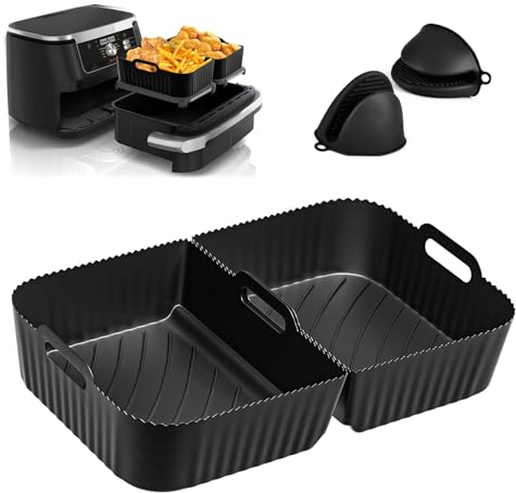 Ninja AF500EU Heißluftfritteuse Zubehör, Airfryer Zubehör für Ninja Foodi Flexdrawer 10,4 L,Airfryer Silikonform für Ninja AF500EU Fritteuseneinlagen Silikon für Ninja Flex Schublade AF500eucp