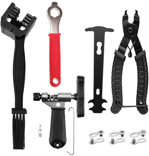 Yeelan Fahrrad Werkzeug,Kettennieter Fahrrad,Kettenschloss Zange, Kettenlehre, Kettenzange, Fahrrad Werkzeugset, Kettennieter für 6-12 Fach Fach Fahrradkette Werkzeug,11 Stück