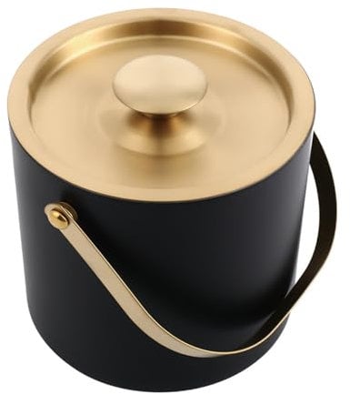 Seau à glace en acier inoxydable 3L Seau à glace isolé à double paroi avec couvercle, Conteneur de glaçons Rafraîchisseur pour refroidir le champagne, seau à vin pour bar à cocktails et fêtes