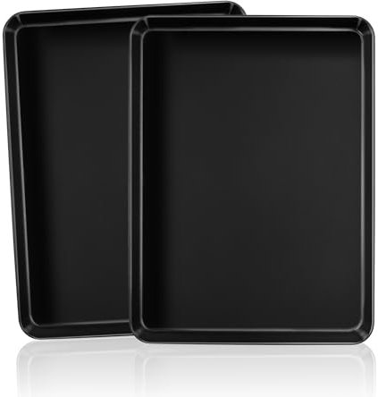 Homikit Backblech 2er Set, Rechteckig Karbonstahl Kuchenblech Backform, Antihaft Fettpfanne Ofenblech für Backen Braten Servieren, Rostfrei & Ungiftig, Leicht zu Reinigen, 31,5 cm x 24,5 cm x 2,5 cm