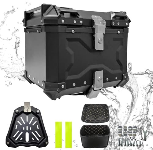 Motorrad-Heckkästen – Motorrad-Aufbewahrungsbox, Motorrad-Topcases | Multifunktionale 45 l schwere Motorrad-Heckbox, wasserdichte Motorrad-Heckbox für Motorräder, Picknick, Reisen, Schwarz,
