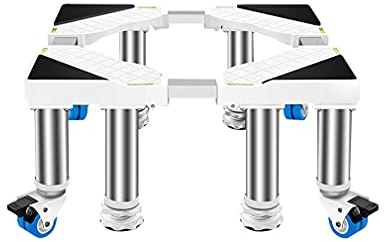 Carro con Ruedas Soporte para Lavadora Pedestales y Marcos para Lavadora móvil Longitud/Ancho telescópico 45-65 cm Secadora y refrigerador Rejilla Alta Universal Carga de Oso 400 kg