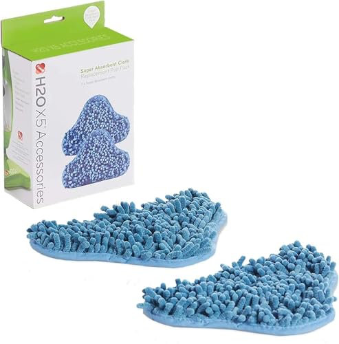 H2O X5 Lot de 2 chiffons en microfibre pour balai vapeur et nettoyeur vapeur (H2O X5 - 2 chiffons super absorbants)