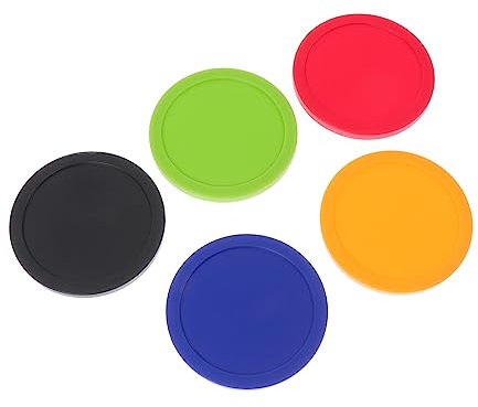 WOONEKY 5 Stücke Air Hockey Pucks 64mm Mini Eishockey Stücke Rot Grün Schwarz Ersatz Runde Pucks für Eishockey Tisch
