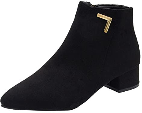 Stivaletti da donna con tacco, originali Chelsea Boots, classici alla caviglia, caldi, invernali, in gomma, da equitazione, da cowboy, da donna, da giardino, Nero , 41 EU