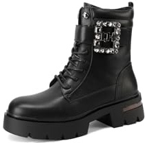QUEEN HELENA Anfibi Stivaletti Casual Fibbia con Strass Donna X31-72