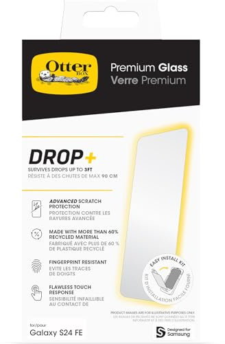 OtterBox Premium Glass Screen Protector for Samsung Galaxy S24 FE | Tempered Glass, Advanced Scratch Protection, Survives Drops up to 3 ft