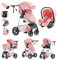 Kakbgee passeggino combinato 3-in-1, passeggino urbano con seggiolino auto ECE R129, passeggino regolabile in altezza, telaio in alluminio morbido convertibile, adatto per neonati 0-4 anni