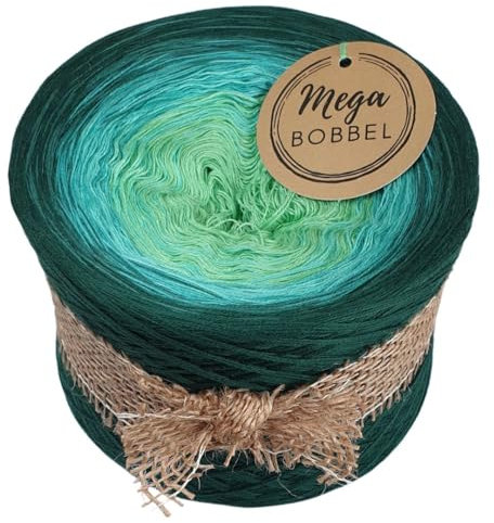 MegaBobbel*Grünes Paradies*A406* (Außenfarbe: Tanne) Farbverlaufsgarn - Lace Garn Bobbel Wolle zum Häkeln & Stricken (3 fädig, 1000m)