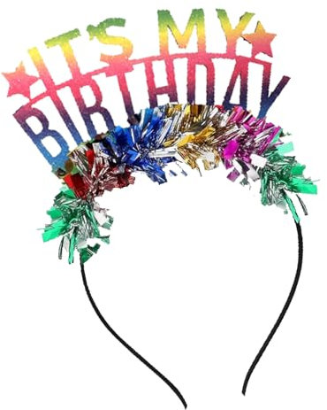 Geburtstag Stirnband Glitter Happy Birthday Stirnband Regenbogen Geburtstag Haarreif für Kinder und Erwachsene Haarband Geburtstag Party Zubehör