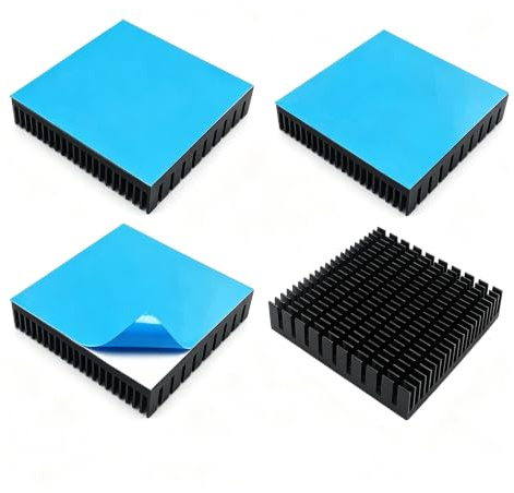 50 mm Kühlkörper, 50 mm x 50 mm x 11 mm, Kühlkörper aus Aluminium mit thermischem blauem Aufkleber, Kühlung für Peltier-Plattenmodul, Router, Verstärker, LED-Chip, CPU-Leistungstransistor, FET IC, 4