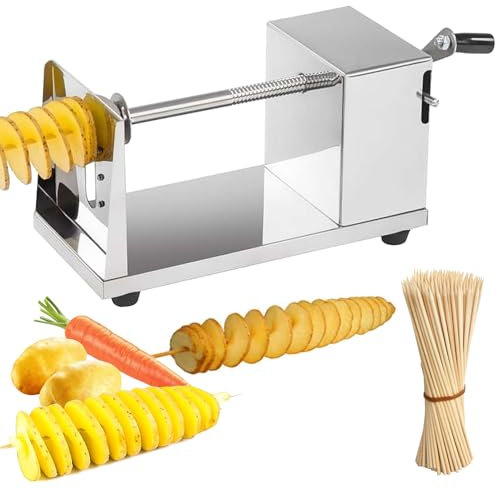 BORDEAG Coupe en Spirale Coupe-Pomme de Terre, Coupe-Pommes de Terre, Spirale de Pommes de Terre, Coupe-patates en Acier Inoxydable, Coupe-Frites pour Fruits, Pommes de Terre, Concombres ou Carottes