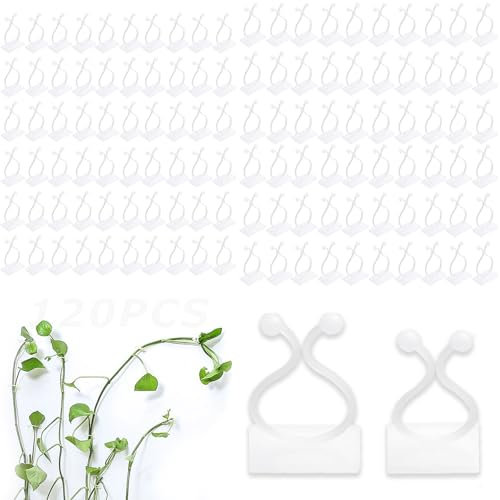 vcsjw 120 Stück Pflanzenclips Wand Pflanzen Wandhalterung Pflanzenhalter Wand Pflanzen Clips Rankhilfe Wand Weiß Pflanzenclips für Kletterpflanzen (Medium,Groß)