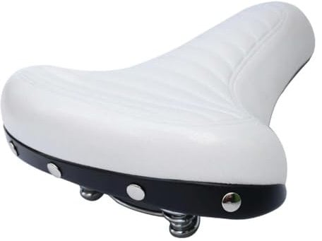 Bequemer Rennradsattel, weich, breit, dick, Vintage-Stil, weiß, schwarz, Lederpolster mit Federn, Fahrradteilen