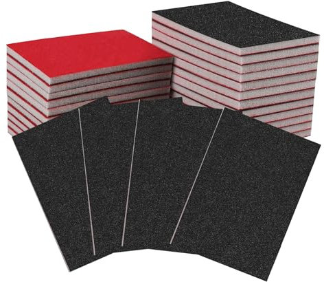 27 Pcs Éponge de Ponçage, Grains 180-3000, Blocs D'éponges De Ponçage, Eponge Abrasive Sec et Humide, Souplesse Éponge a Poncer pour Poncer Peinture sur Bois Rouille Métal Meubles Poncer Carrosserie