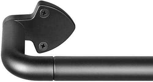 DEFYNEE Gardinenstange Schwarz 81-114 cm, Vorhangstange Ausziehbar Ø 19mm | Umlaufend, Länge, Decken-/Wandmontage, Gebogenen Endstücken, für Terrasse, Schlafzimmer, Wohnzimmer, Küche, Balkontür