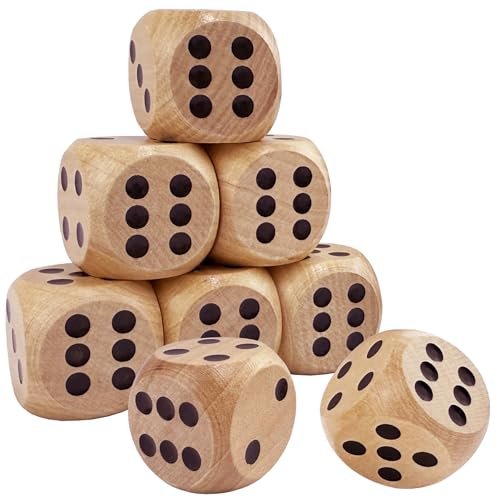 NOZVYCI 8 Stück Würfelspiel Würfel Holz 30mm, Holz Spielwürfel für Kartenspiel Partyspiele zubehör, Erhöhung der Zufälligkeit, Bestimmung von Aktionsschritten oder Events