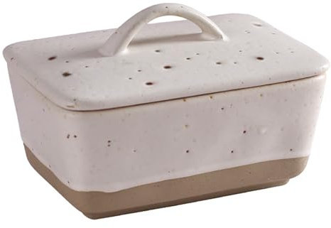 Beurrier en céramique avec couvercle, beurrier rectangulaire pour 250 g/500 g de beurre, boîte de rangement de beurre rustique, boîte à beurre faite à la main pour réfrigérateur et table à manger