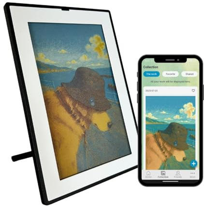 SMARTWIZ+ art – Cadre d'art E Ink Art conçu au Japon, écran couleur Spectra6 de 18,3 cm, Wi-Fi, contrôlé par application, parfait pour la décoration d'intérieur | Affichage E-Paper fabriqué au Japon |