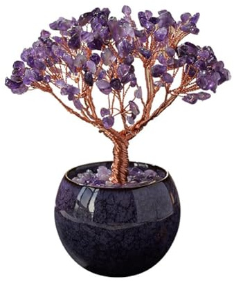 Wzxksoac Gift Desk Ornament 1PC Natural Crystal Citrine Quartz Tree Bowl Base Home Decor Family Friends B