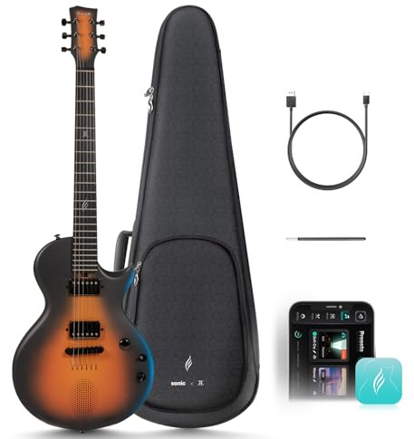 Electric Guitar Jack Signature Sonic JT Smart Electric Carbon Fiber Guitarra with 15W Wireless Speaker, All-in-One Portable Rig for StreetElectric Guitar Jack Signature Performers & Home Studios