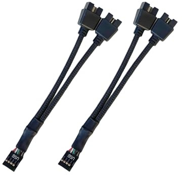 KieTeiiK Shielded USB2.0 9Pin Port Adapter Braided Extension Cable For Computer Motherboards Expansion USB Splitter Cable