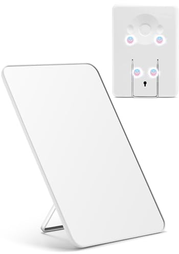OMIRO Tisch-Kosmetikspiegel mit Standfuß,Kleiner Schminkspiegel für Reisen | Magnetischer Tischspiegel für Duschrasur,Tragbarer Faltbarer Reisespiegel, Ständer und Aufhängeloch, Weiß, 25,4 x 17,8 cm