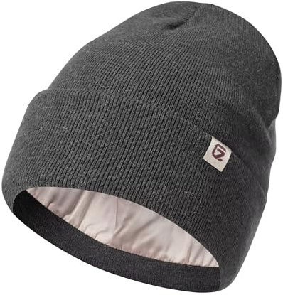GADIEMKENSD Satin Futter Strickmütze, Wollmix, Wärme, Antistatisch, Pillingschutz, Schonende Haarpflege, Unisex