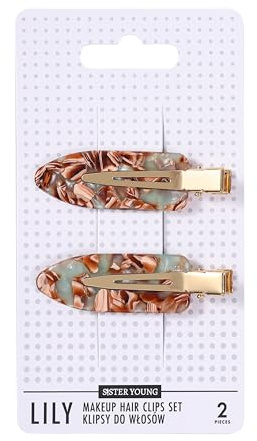 SISTER YOUNG – LILY Make-up Haarclips Set – 2 Stück – Faltenfreie Haarspangen für Make-up, Pflege & Styling – Rutschfeste Clips, sanft zum Haar, elegant & praktisch (GREEN COFFEE)
