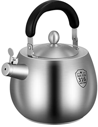 Teekessel for den Herd, Edelstahl-Pfeifkessel, Teekanne for den Herd, pfeifender Teekessel, Wasserkocher for den Herd, Aufgusskessel(5L)