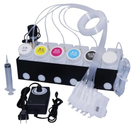 JHTRHZ Kontinuierliches Tintenversorgungssystem mit Motor Kompatibel mit L1800 L800 L801 L805 L810 L850 DTF-Drucker Tintenzirkulationssystem(6 Tanks with Holder)