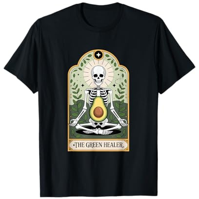 The Green Healer Skelett Yoga Avocado Meditation T-Shirt
