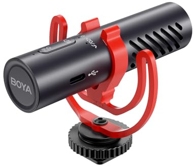 BOYA by-MM1 AI Microphone pour caméra iPhone 15/16/17, Android, appareils Photo Reflex numériques, caméscopes, réduction du Bruit, 30 Heures d'autonomie, Microphone vidéo pour Vlogs