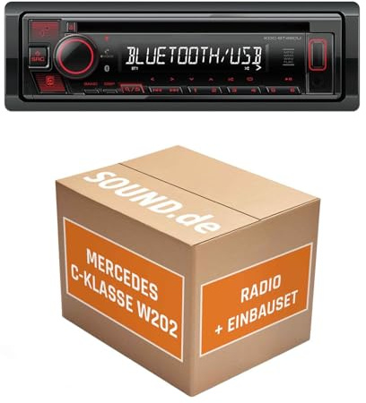 Autoradio Einbaupaket für Kenwood KDC-BT460U kompatibel mit Mercedes C-Klasse W202, Bose | Bluetooth USB