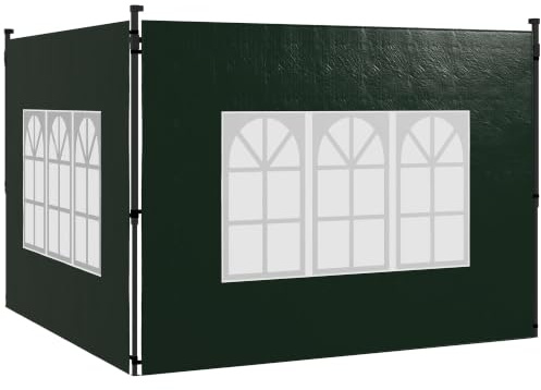 Outsunny 2er Set Seitenwände für Pavillon 3x3 3x6, Seitenteile, Dunkelgrün | Wasserdicht, Mit Fenster, Winterfest, für Partyzelt, Gartenzelt, Ersatz, Festzelt