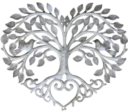 HEMOTON Heart Tree of Life Metal Wall Art, Garden Wall Decorations, 30x25cm Garden Decorations Outdoor Sculpture for Fence, Patio, Indoor Living Room, Bedroom