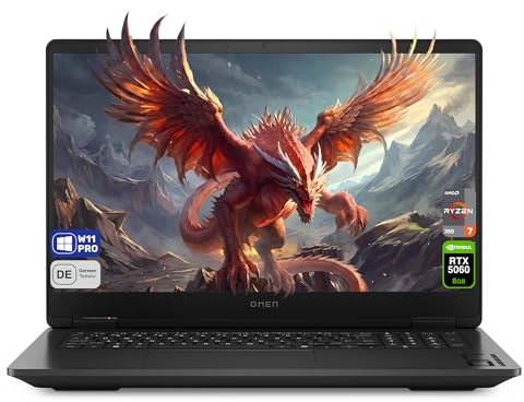 HP Omen 17 Gaming Laptop, AMD Ryzen AI 7 350, 17,3 FHD IPS 144Hz, 64 GB DDR5 RAM, 1 TB SSD, GeForce RTX 5060 8GB, Deutsches Tastatur-Layout, Wi-Fi 6, RGB Tastatur, Windows 11 Pro, Schwarz